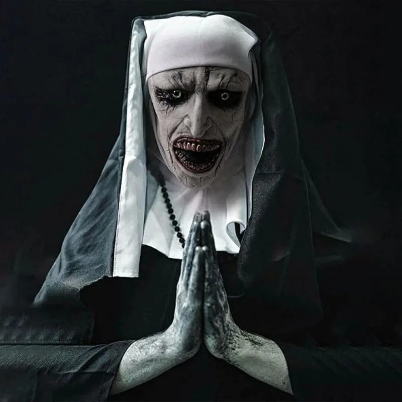 Nun Mask Scream Horror Ghost Face Headgear Scary Masquerade Mask Halloween Party Spoof Props Haunted House Cosplay Decoration