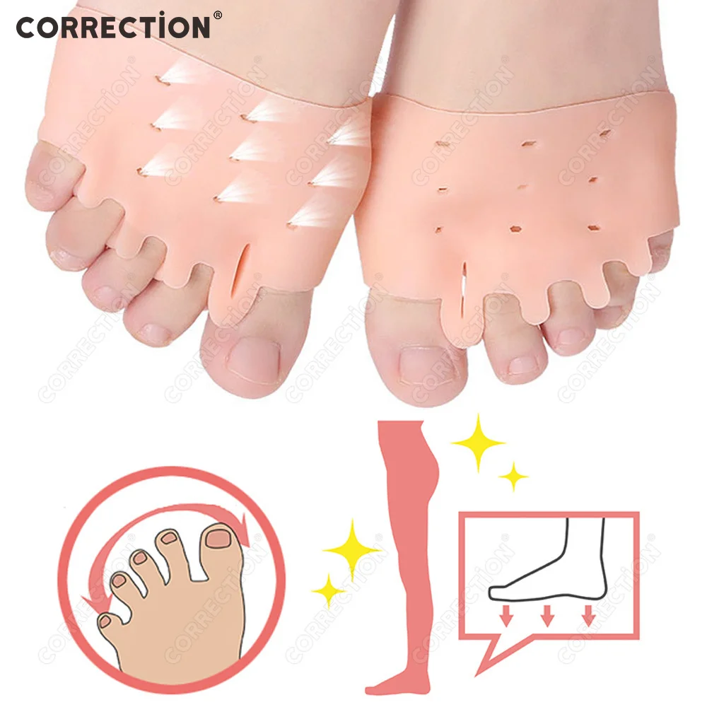 Hallux Valgus Corrector Toe Separator Silicone Bunion Orthotics Protector Pain Relief Forefoot Pad Socks Foot Care Pedicure