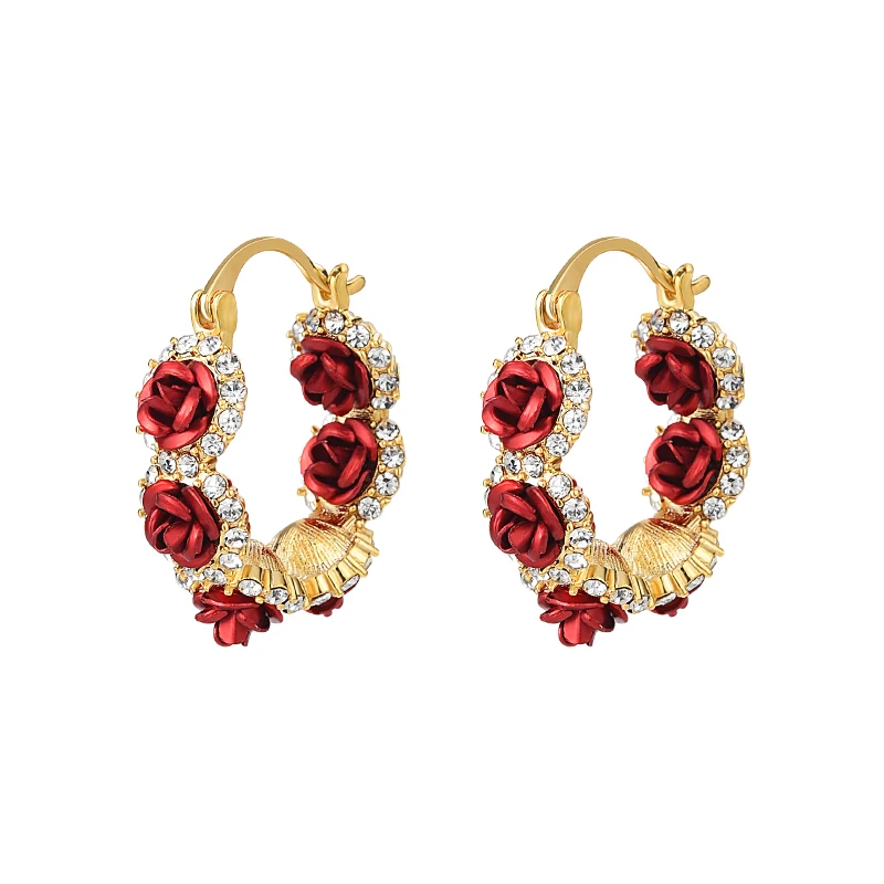 

Diamond Rose Ear Buckle Earrings Premium Flower Earrings