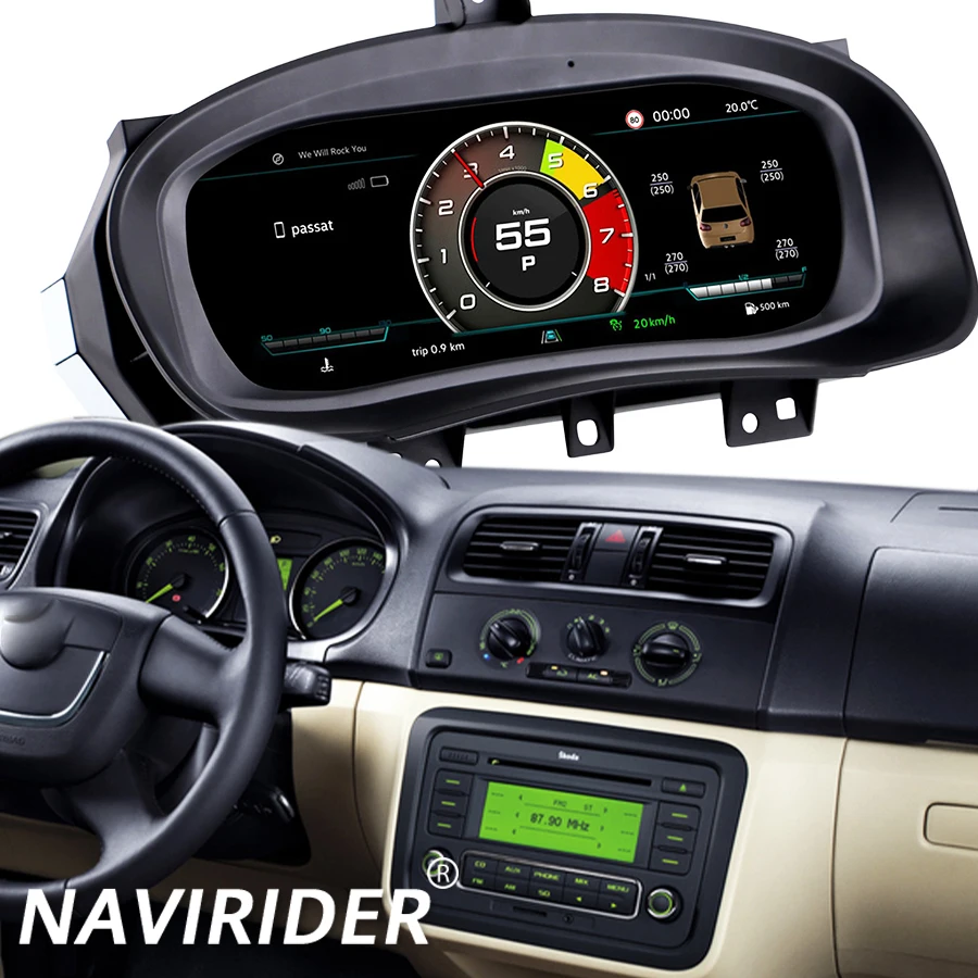 For Skoda Fabia 2008–2014 Car Interior Upgrade Tachometer GPS Navigation Digital Speedometer Instrument Panel Car Gauge Cluster