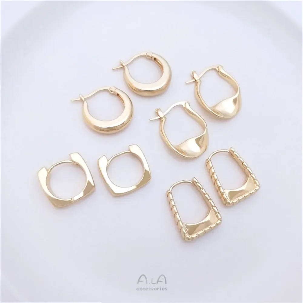 14k banhado a ouro diamante grão pequena fragrância vento meio buraco pérola fecho moda temperamento brincos diy