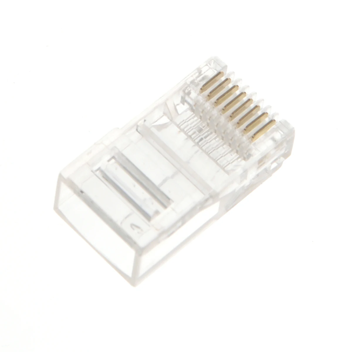 

100pcs Connectors Cat5e Network Cable Plugs Gold Crimp Connectors Plated Leads Durable Plastic Modular Plug