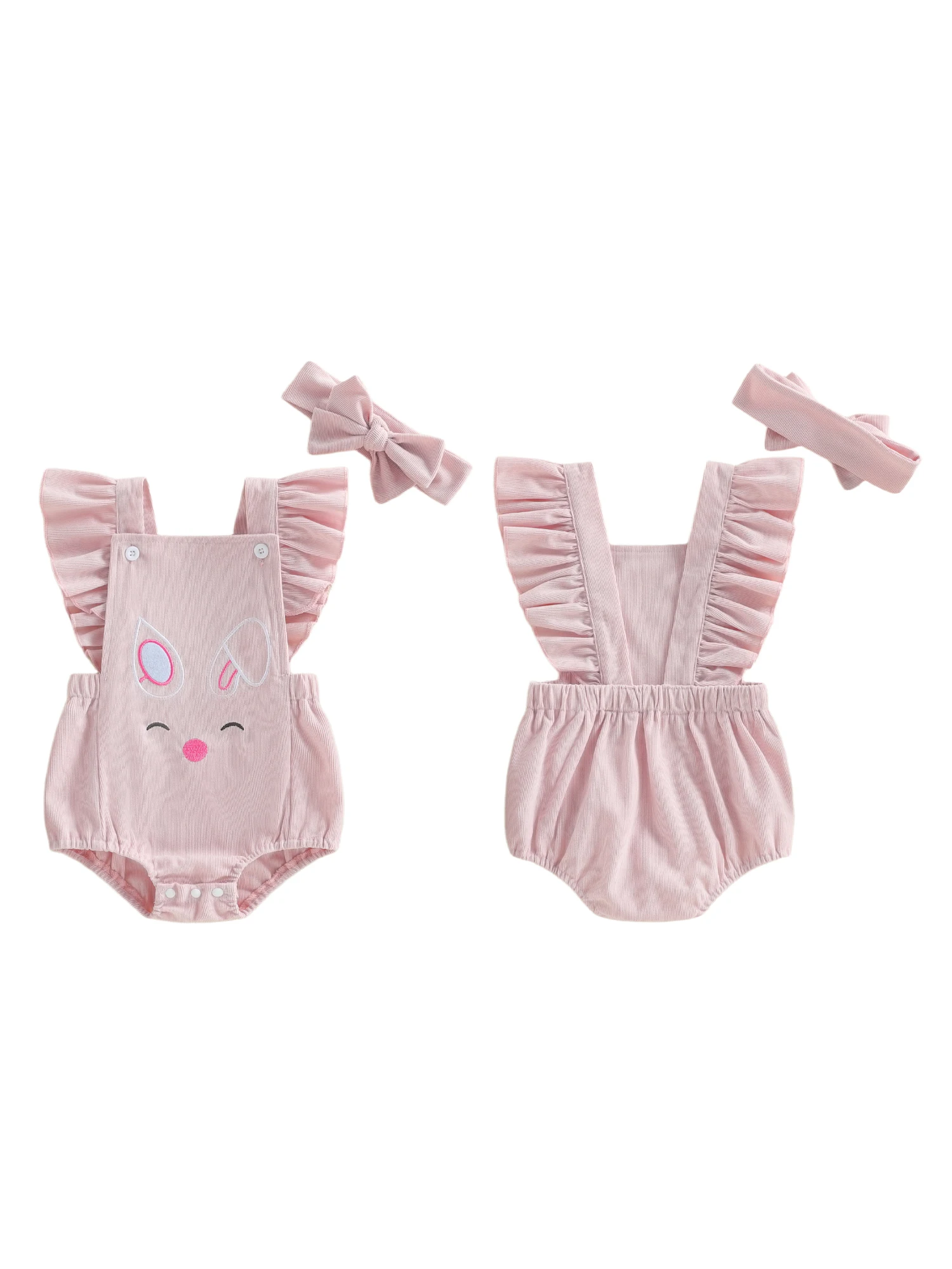 

3Pcs Toddler Boy Easter Outfit Short Sleeve Round Neck Chick Embroidery Romper with Hat and Socks Set