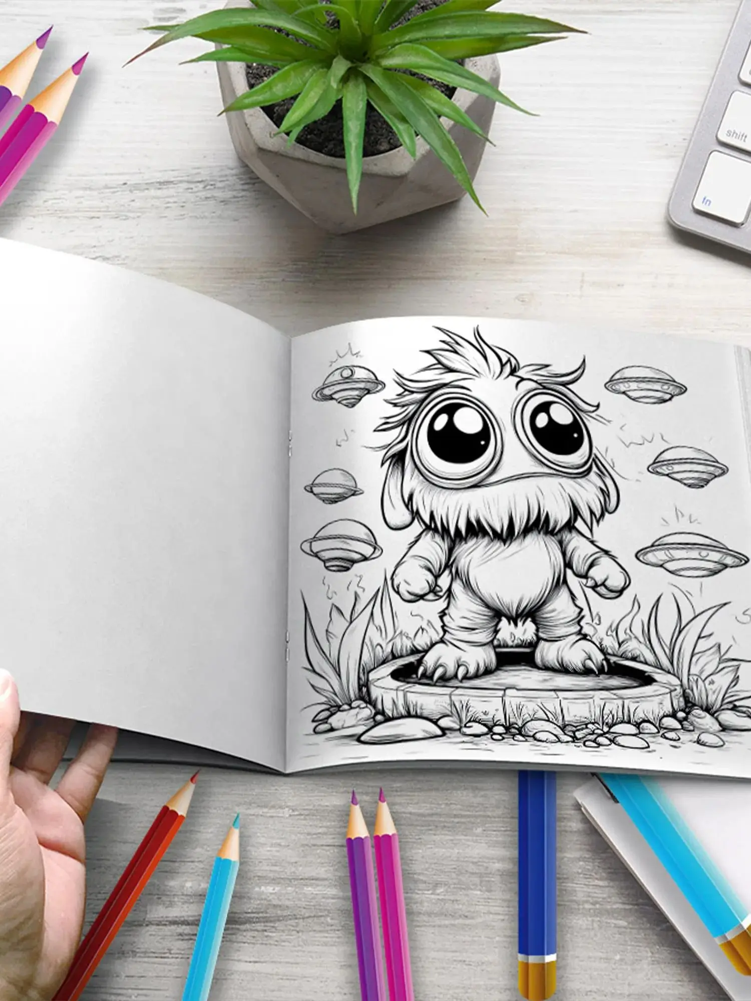 Livro para colorir monstro fofo