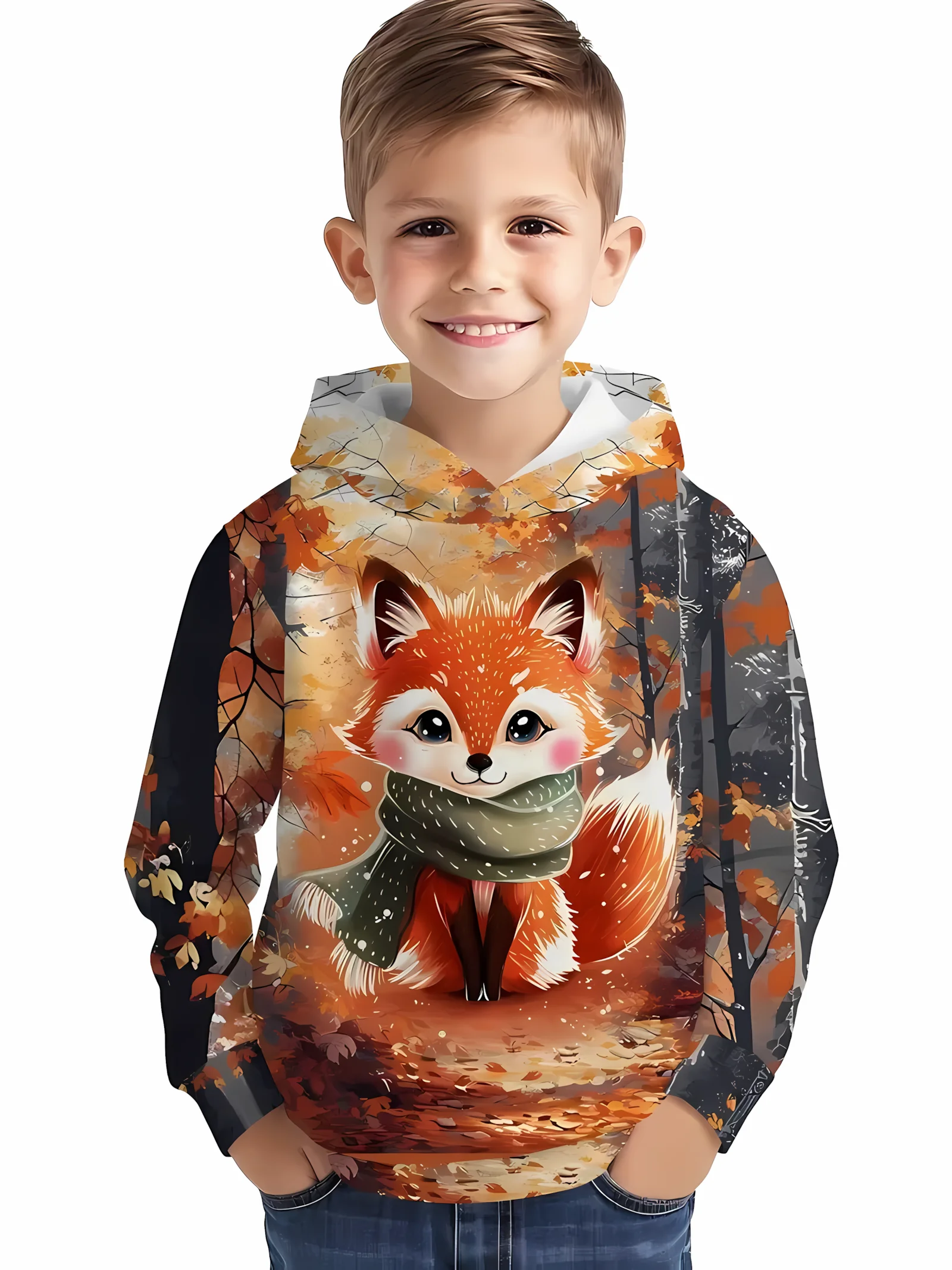 

The 2025 autumn new children's comfortable hoodie with 3D cute deer print outdoor casual fashion pullovers