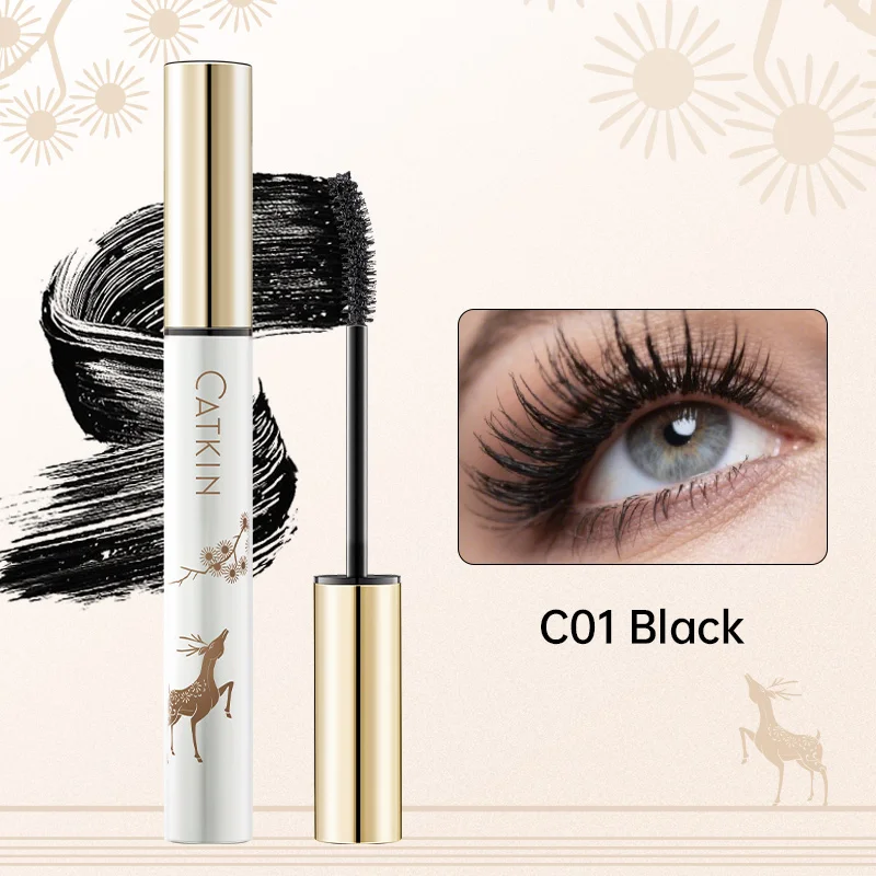 CATKIN langanhaltende schwarze Wimperntusche, intensive Länge, voluminöses Volumen, intensive Länge, federleiche, volle Wimpern