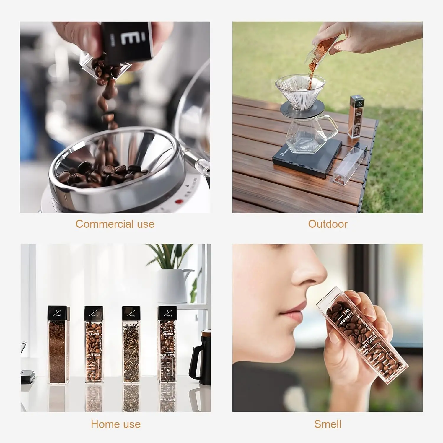 

IKAPE Coffee Bean Storage Container,Espresso coffee tools Metal Display Stand,Walnut Base,with 6 Ace Tubes,2 Hopper