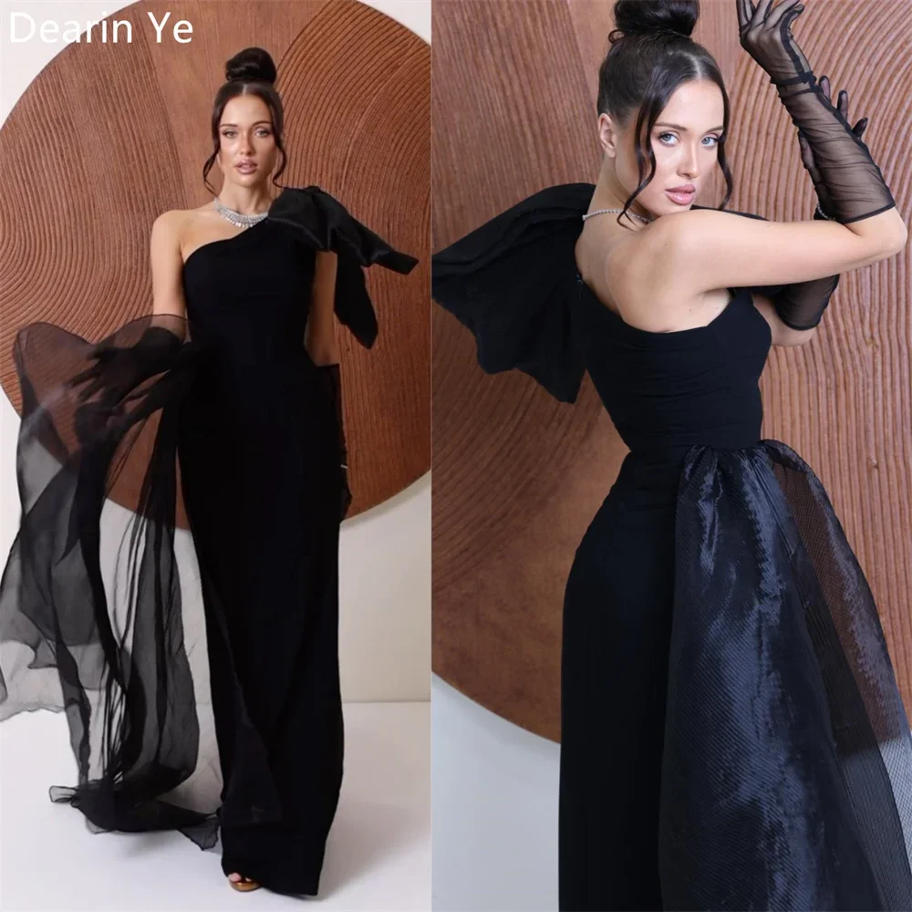 

Customized Saudi Arabia Evening Dress Dearin One-shoulder Column Floor Length Skirts Tulle Ribbon Vertically Bespoke Occasion Dr