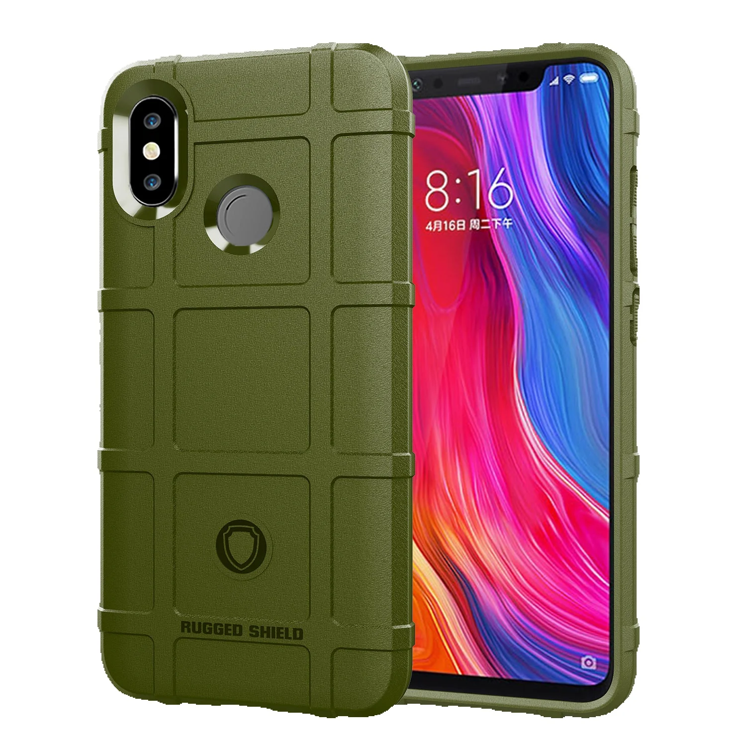 Shield Shockproof Case Xiaomi Mi8 Lite Anti-Slip Grid Silicone Cover For 8se Mi 8 Mi 8lite Armor Rubber Back Cases