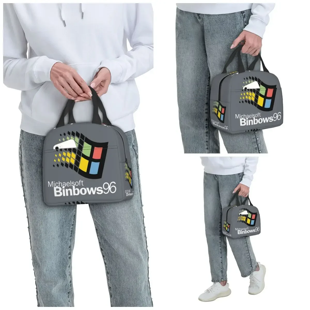 Windows 95 Geeks Nerd Mesh Insulated Lunch Bag for Women Office Cooler Thermal Food Box Tote Portable Lunch Boxes Container