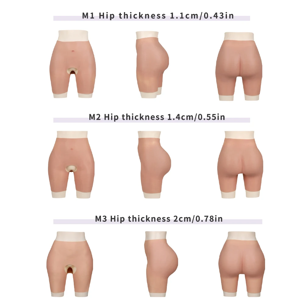 Silicone Pants Open-Crotch Buttock Padded Shaper Shorts Hips Control Enhancement fo Men/ Women Butt Lifter Crossdresser