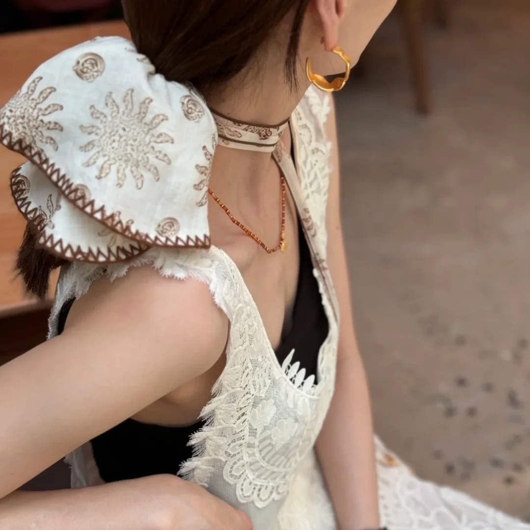 Große Overlock-Haargummis, 30 cm, Ramie-Ozean-Stil, Retro-Sonnenblumen-Haargummis, Strandurlaub, vielseitiger modischer Haarschmuck