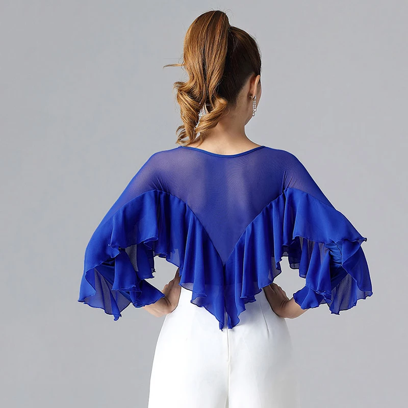 New Sexy Latin Dance Tops Women\'s Waltz Practice Clothes Ruffles National Standard Ballroom Leotard Modern Bodysuit Costumes