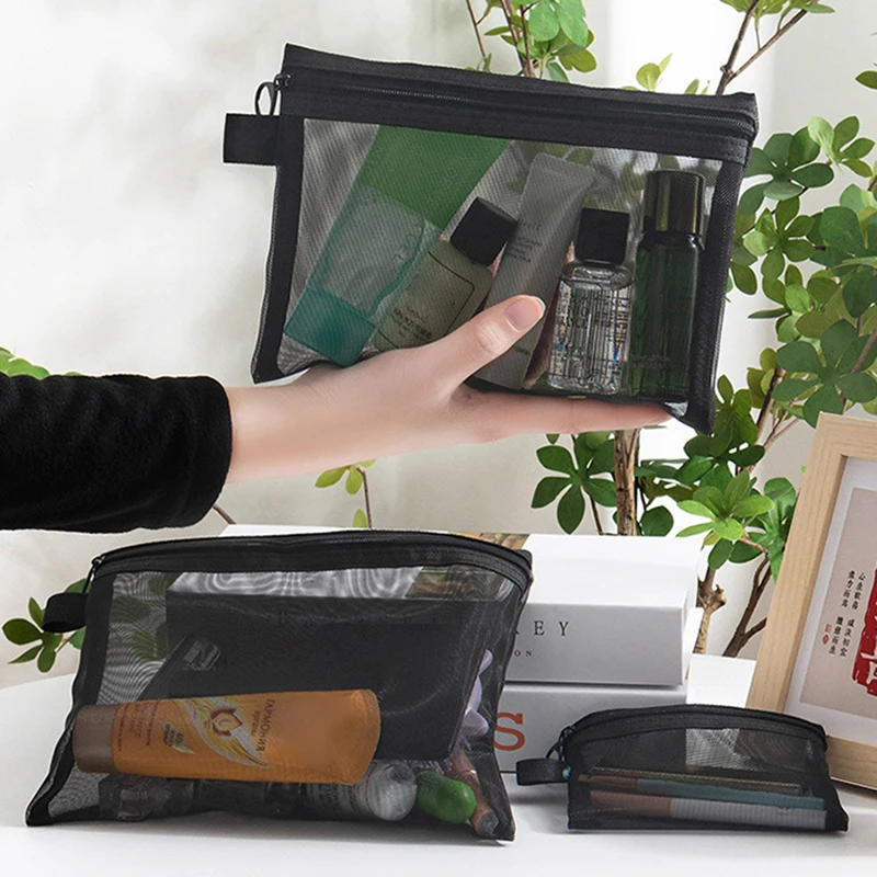 A4 A5 A6 Nylon Mesh File Bag Transparent Zipper Test Paper Information Student Pen Bag Transparent Mesh Cosmetic Storage Bag