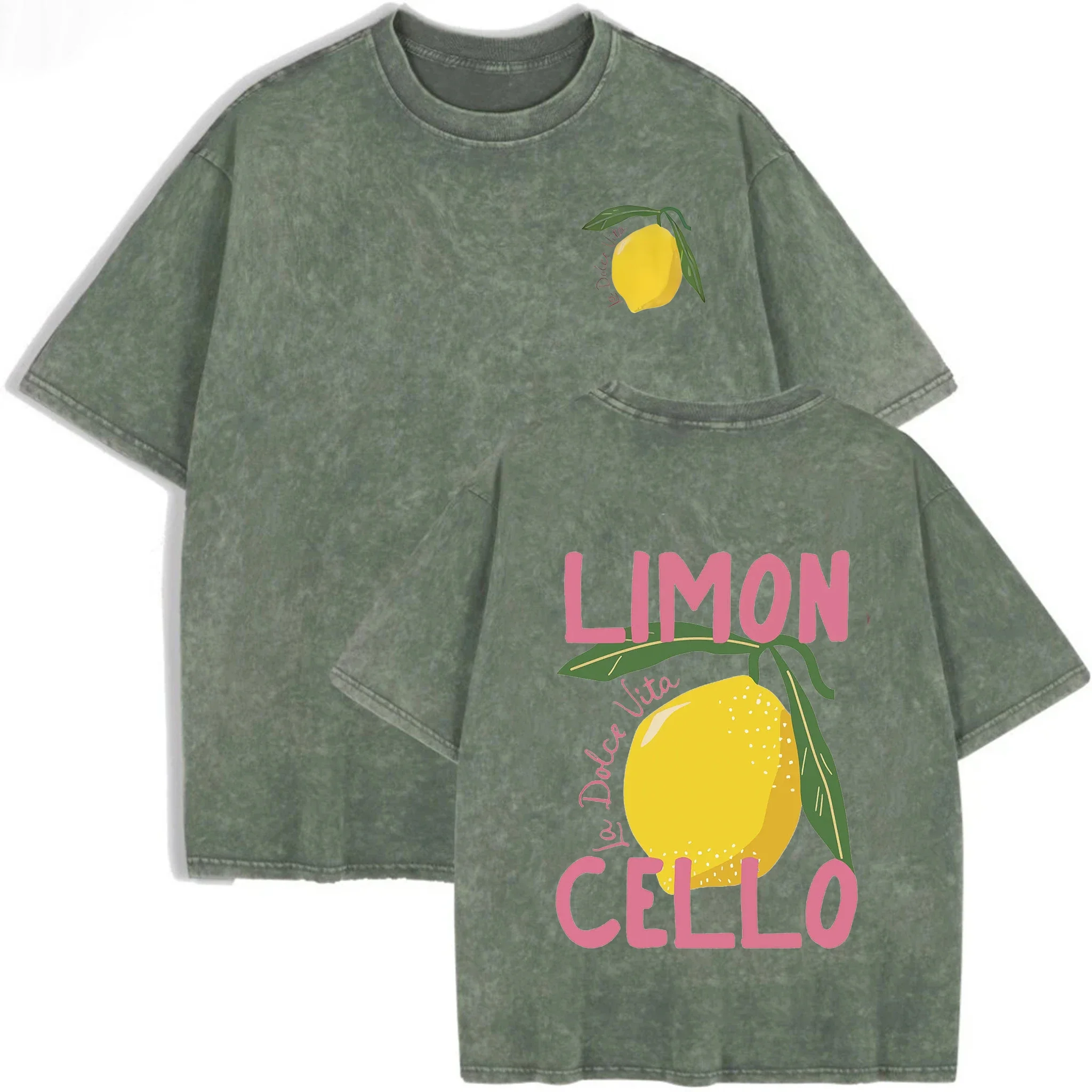 2026 New LIMON Cello Lemon Pattern T-Shirt 100% Cotton Loose Fit Y2K Korean Fashion Tees Funny Egirl Casual Daily Tops For Women - view 5