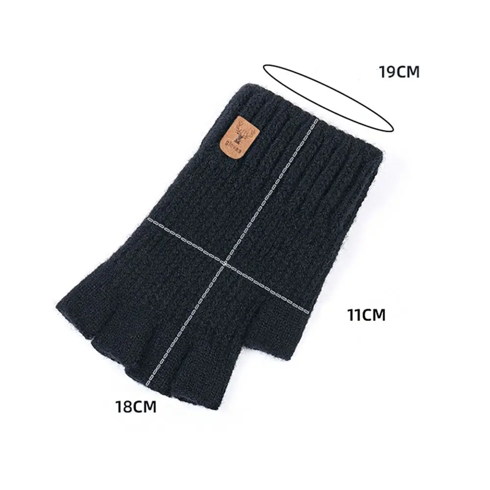 ベルベットアントラーフィンガーレスソリッドカラードライビンググローブ男性ウールミトン女性手袋ニットカシミヤ手袋ハーフフィンガーグローブ