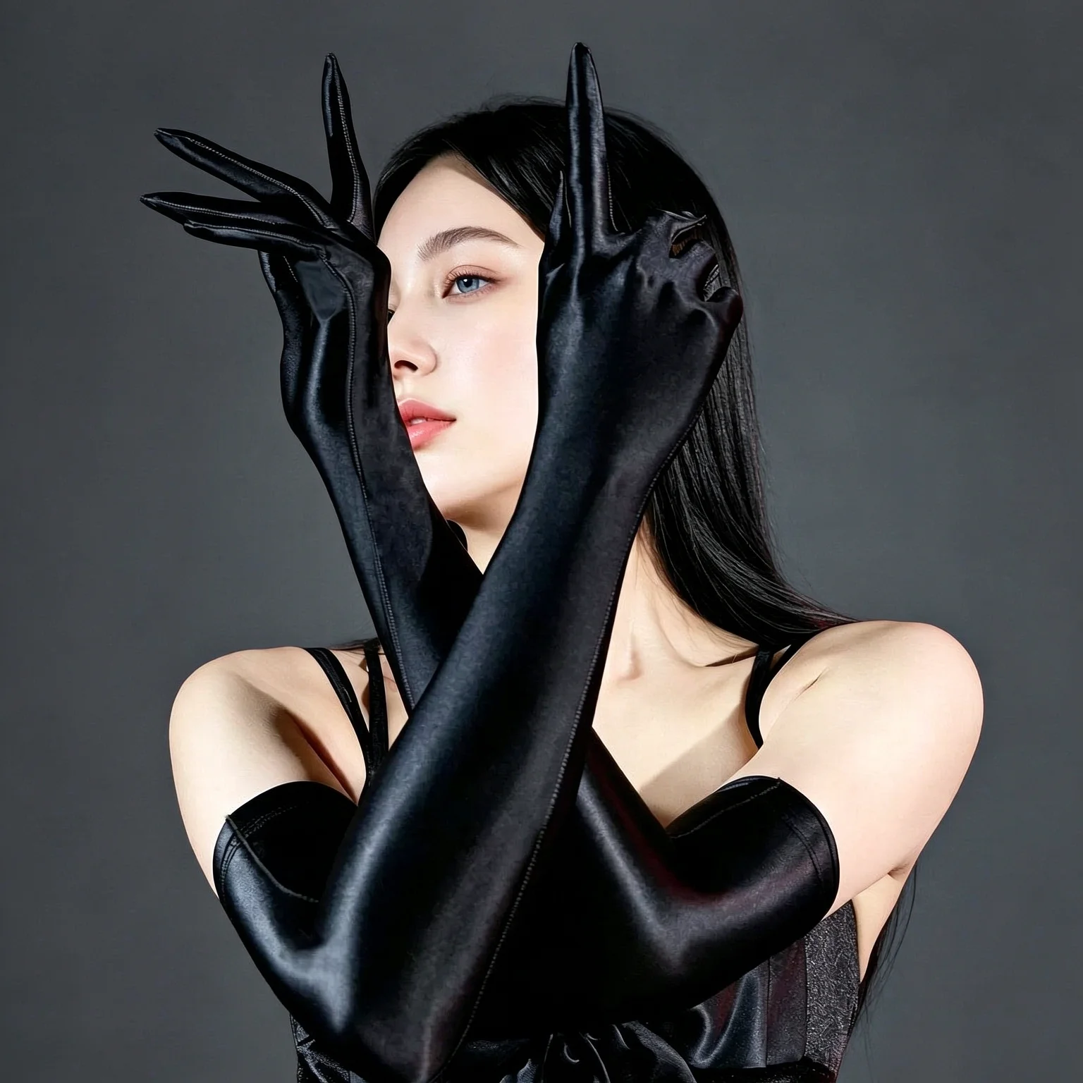 Elegant Satin Shiny Gloves High Elastic Oil Shiny Glossy Long Cosplay Parts Women Party Driving Wedding Sunscreen Woman Gloves