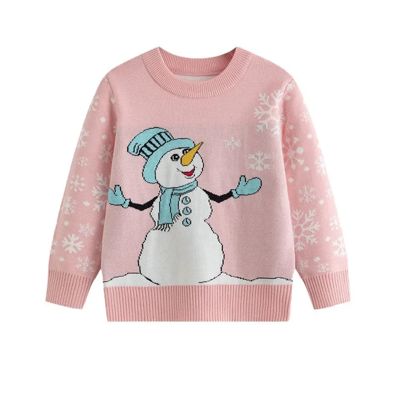 

Cartoon Christmas Snowman Sweater Children's Clothing Boys Girls Cute Xmas Pullovers Autumn Winter Knitted Top Soft Warm Wear