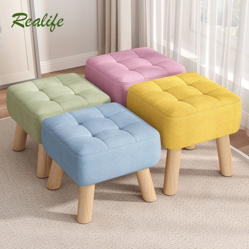 

Realife Small Stool Colorful Home Living Room Sofa Stool Coffee Table Stool Simple Soft Bag Stool Doorstep Shoe Changing Stool