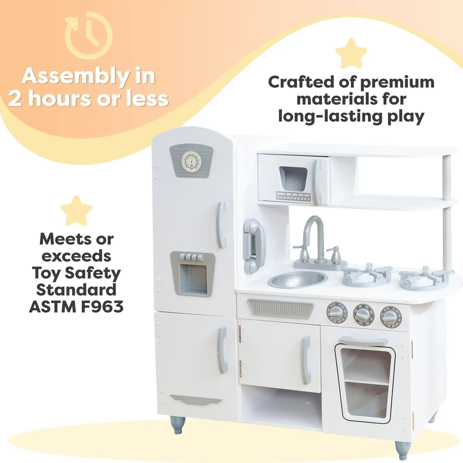 Cozinha de madeira vintage, Pretend Ice Maker, Jogar telefone, Multi cor