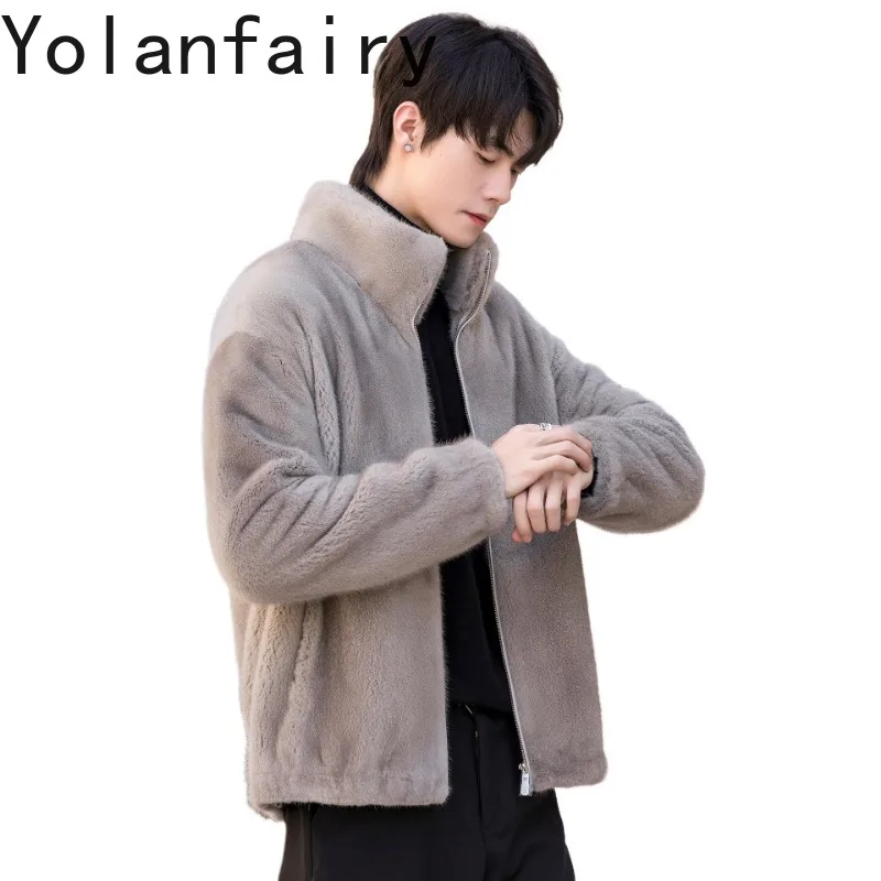 YOLANFAIRY Whole Mink Natural Coat Man Real Velvet Coat Fur Luxury Jacket Full Pelt Mink Male Casual Fashion Cloth Winter 2026