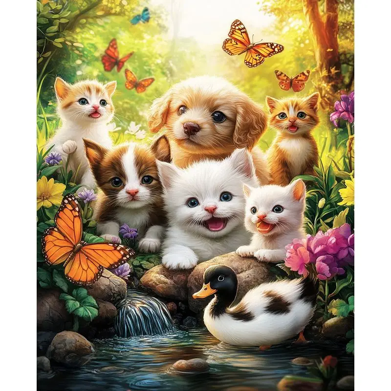 

PhotoCustom Painting By Numbers Dog And Cat Kits Paint By Numbers Handmade For Adult Animal Home Decoration