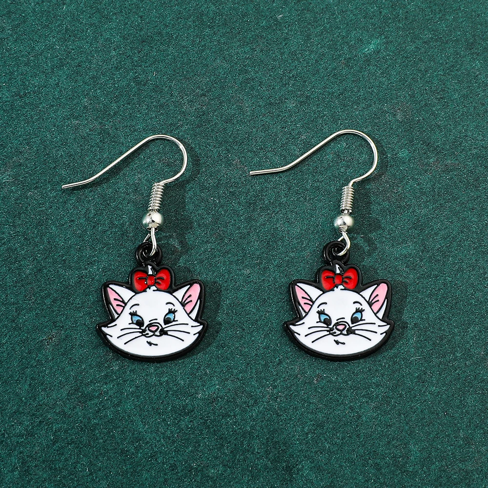 Disney Marie Cat Alloy Drop Earrings Fashion Ear Stud For Women Rock Jewelry