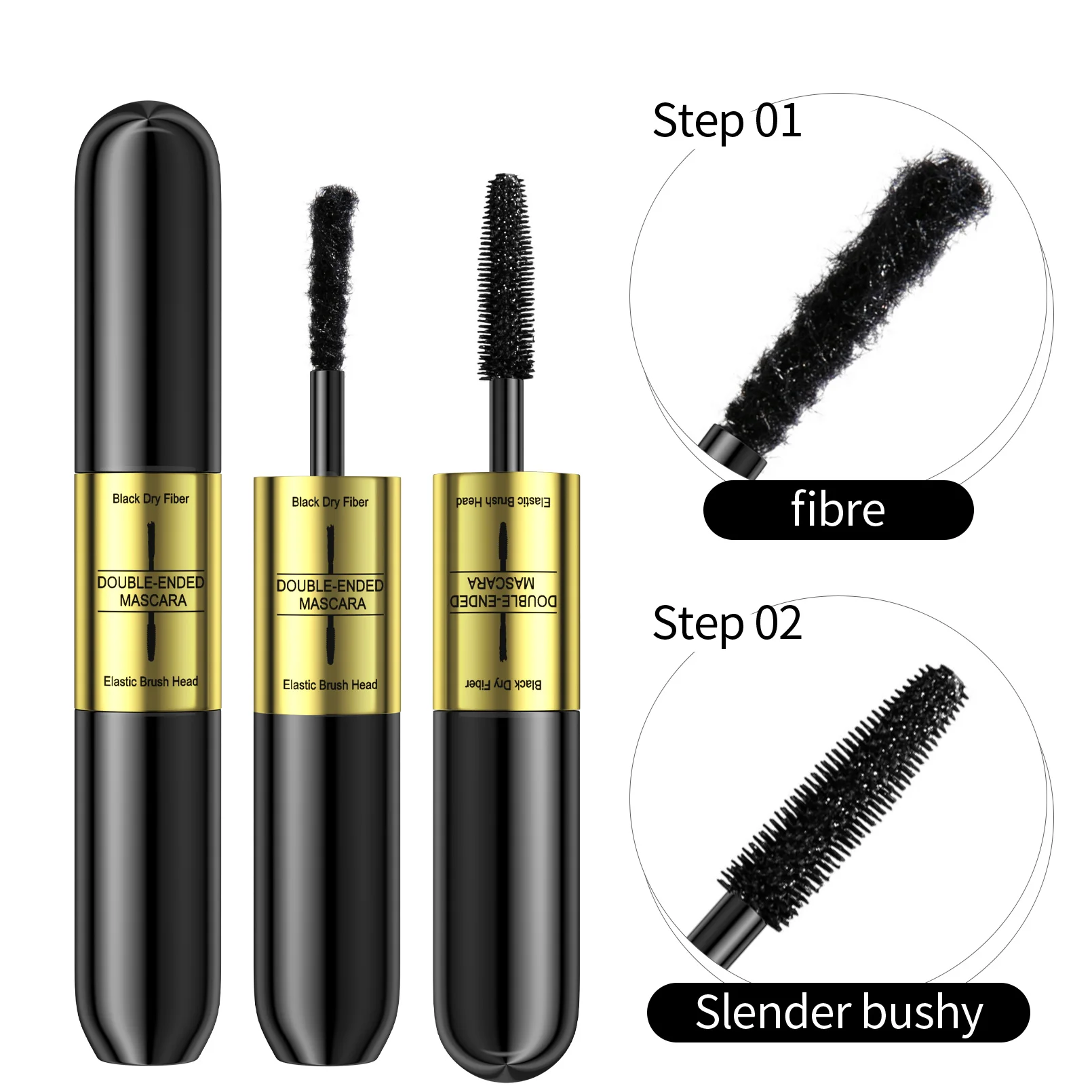 2 In 1 4D Silk Fiber Mascara Waterproof Black Eye Lash Thick Curling Brush Eyelash Lengthening Extension Rimel Volume Mascara