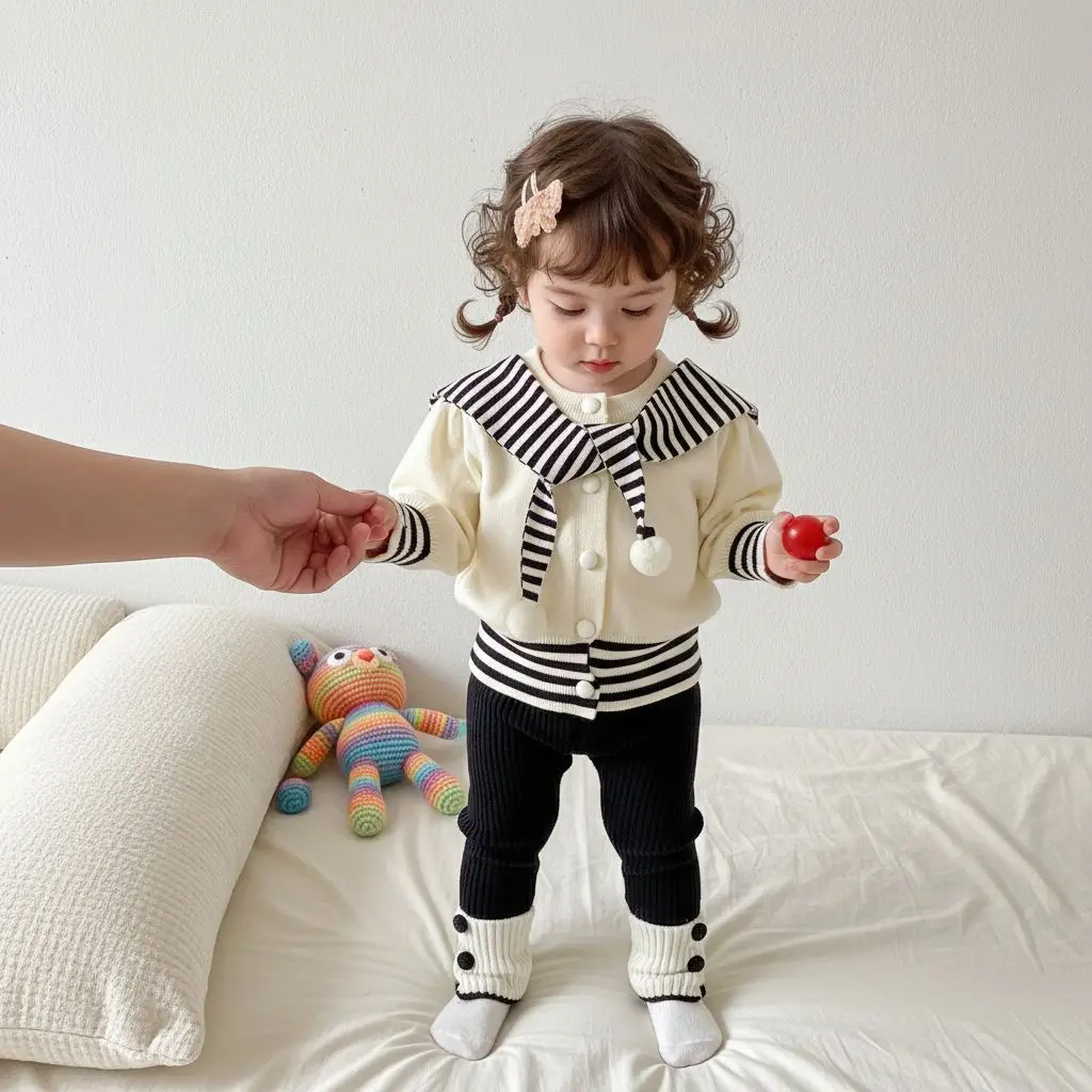 2025 Cotton 2pcs Clothing Set Baby Boys Spring Knitted Sweater + Autumn Leggings Newborn Baby Girl Outfits