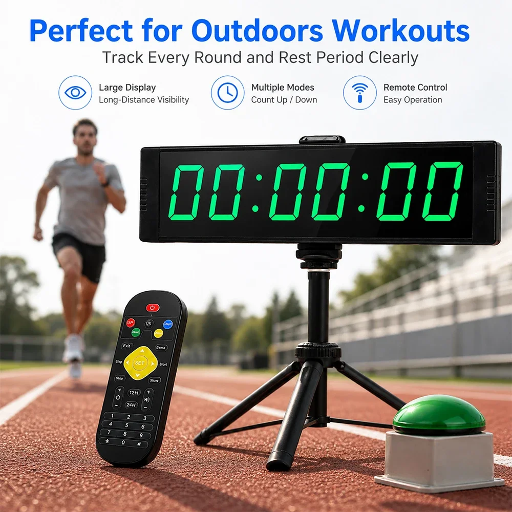 SIHAO Large Digital Wall Clock 12/24H Gym Timer with Stopwatch Button Countdown Stopwatch Function for Home Fitness Training
