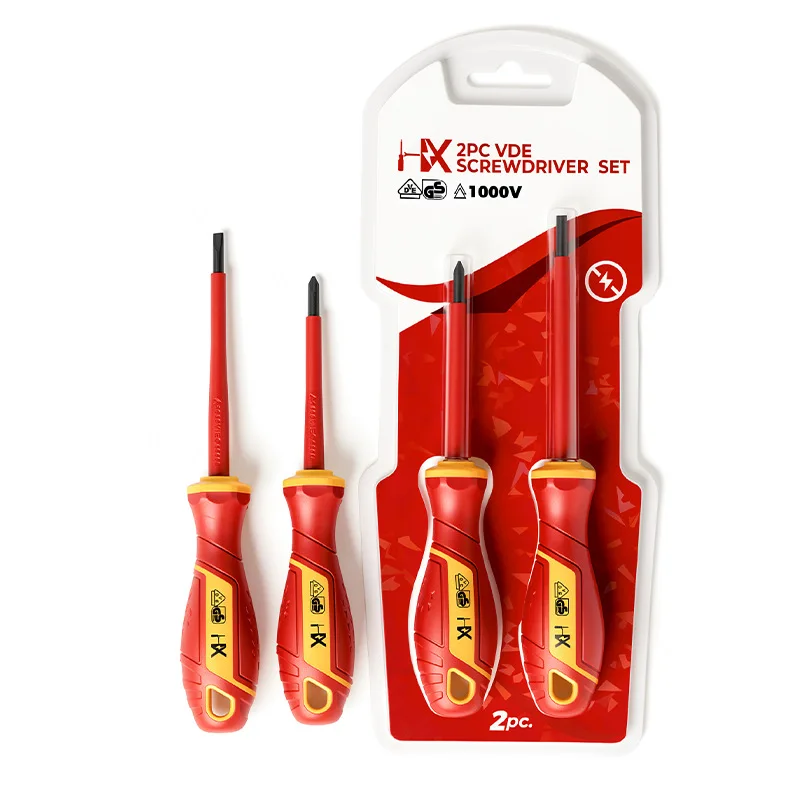 2 Piece Small Handle Insulated Screwdriver Set Magnetic Slotted And Phillips Drivers Professional Electrician Tools For Home Use