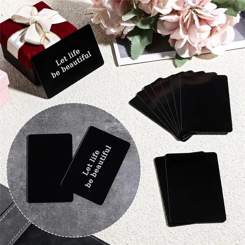 50 Pcs Black Metal Business Cards 0.8 mm Thickness Laser-Engraving Blanks Aluminium Cards for House Office-A20R image 2