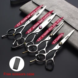 Left-handed 5.5/6 inch Barber Shop Professional Haircut Scissors for Barber Japanese 440C Steel Cutting Shears Salon Accessories