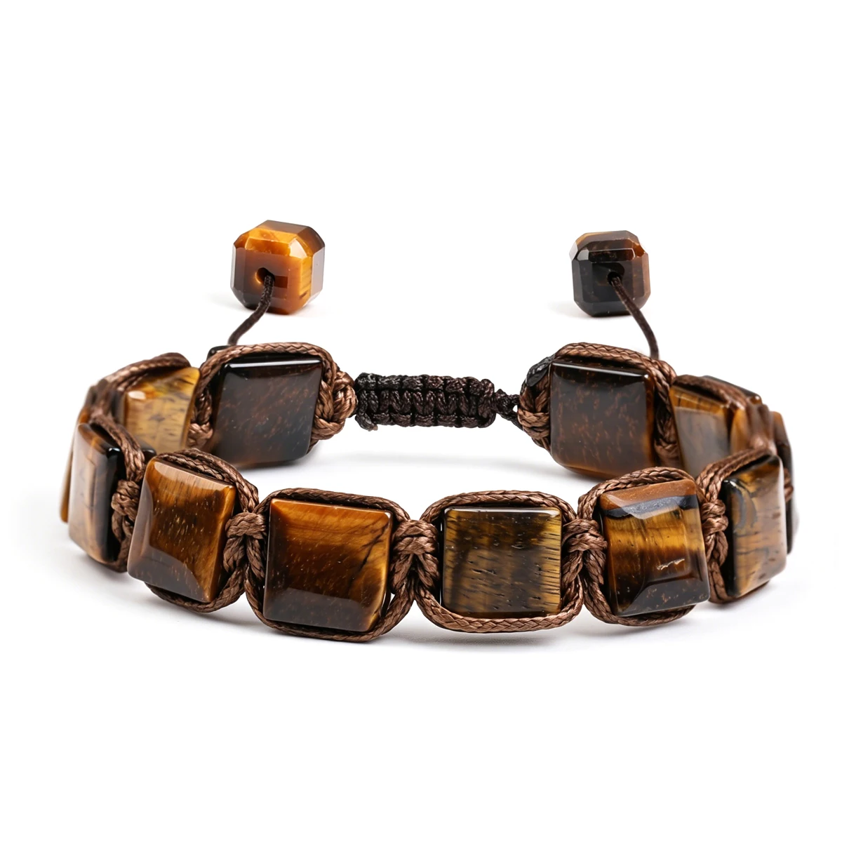 Herren-Armband aus Natürlichen Edelsteinen: Energiestein Tigerauge, Obsidian, Gelber Kristall, Handgefertigter Männerschmuck als Geschenk – Detail 22