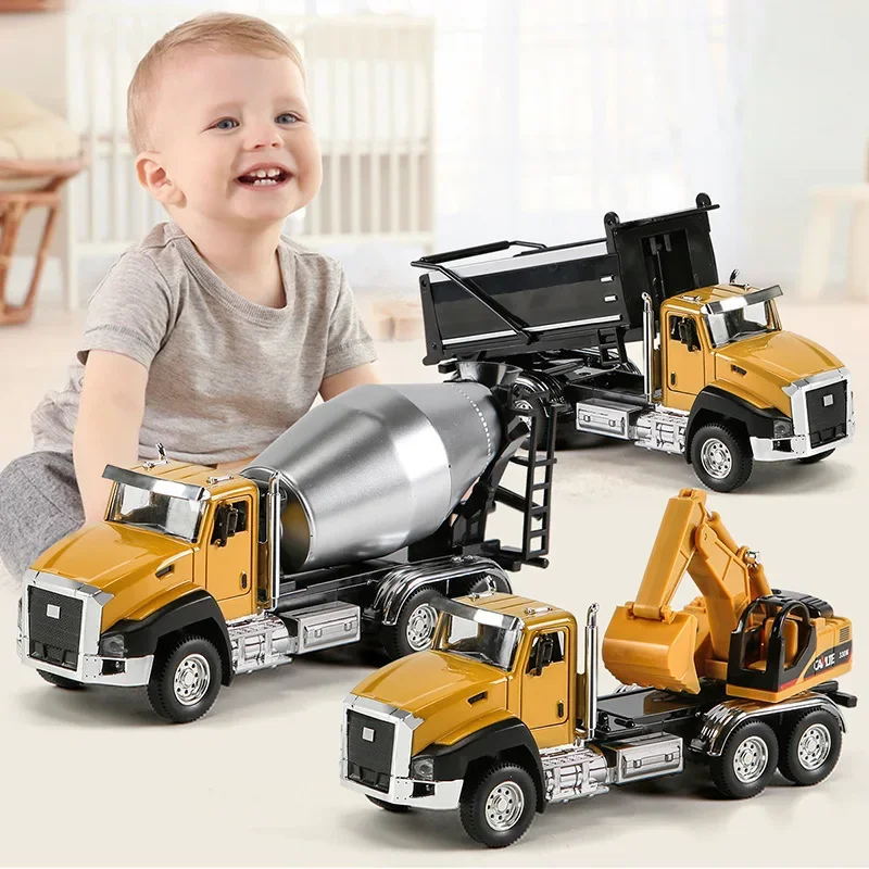 

Alloy Fire Car Model Rebound Project Stirring Excavator Car Model Boy Children Toy Alloy Car Birthday Gift