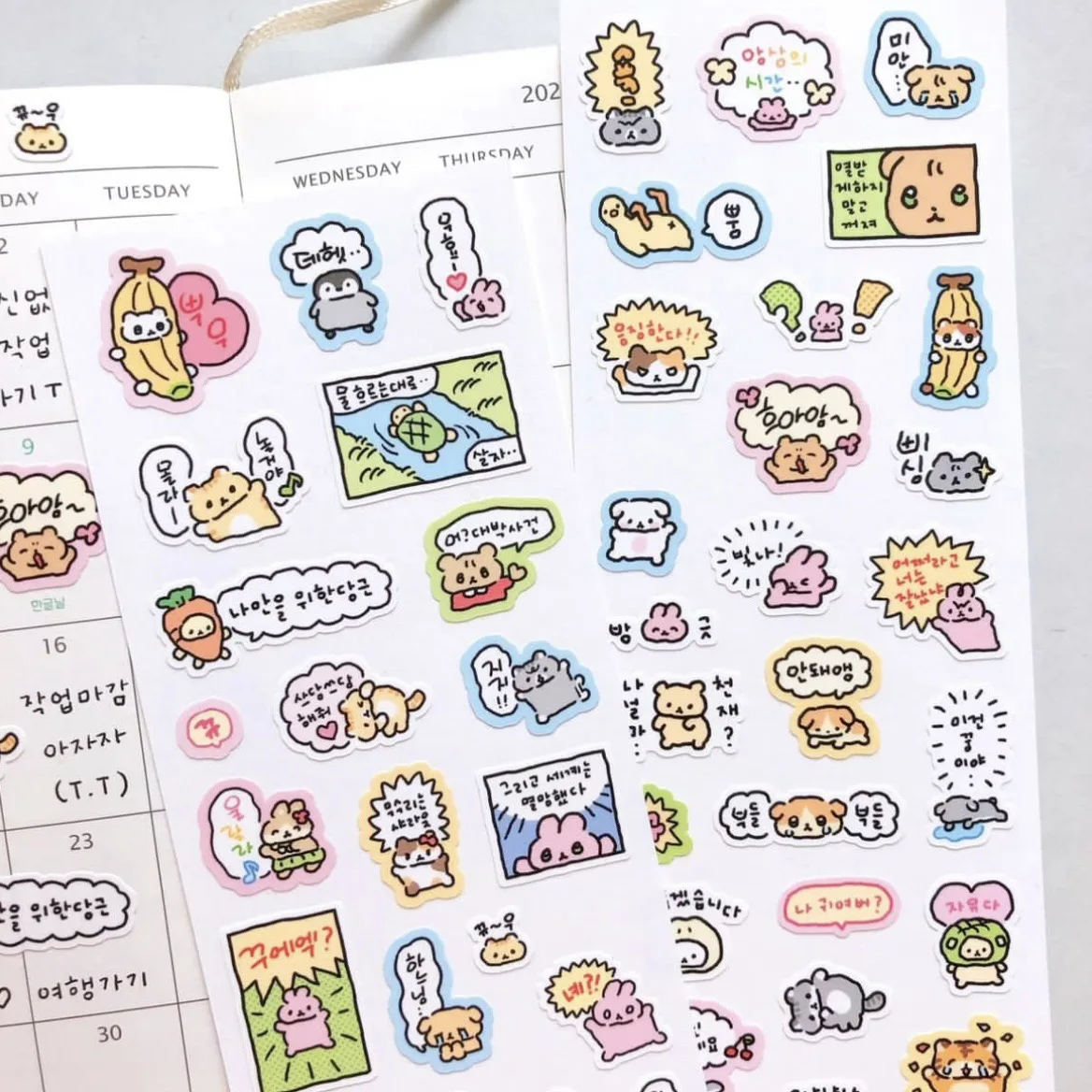 Korean Cartoon Cute Kawaii Graffiti Hand Drawn Rabbit Sticker Hand Account Photo Planner Diary Scrapbook DIY Decorative Stickers