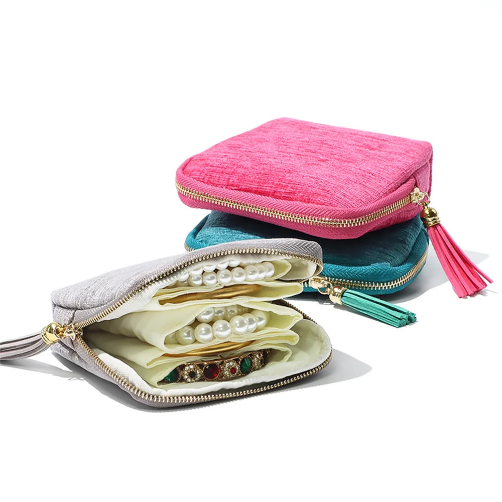 

Jewelry Organizer Multiple Compartments High Capacity Travel Jewelry Storage Bag Zipper Delicate Clutch Bag for Women Travel