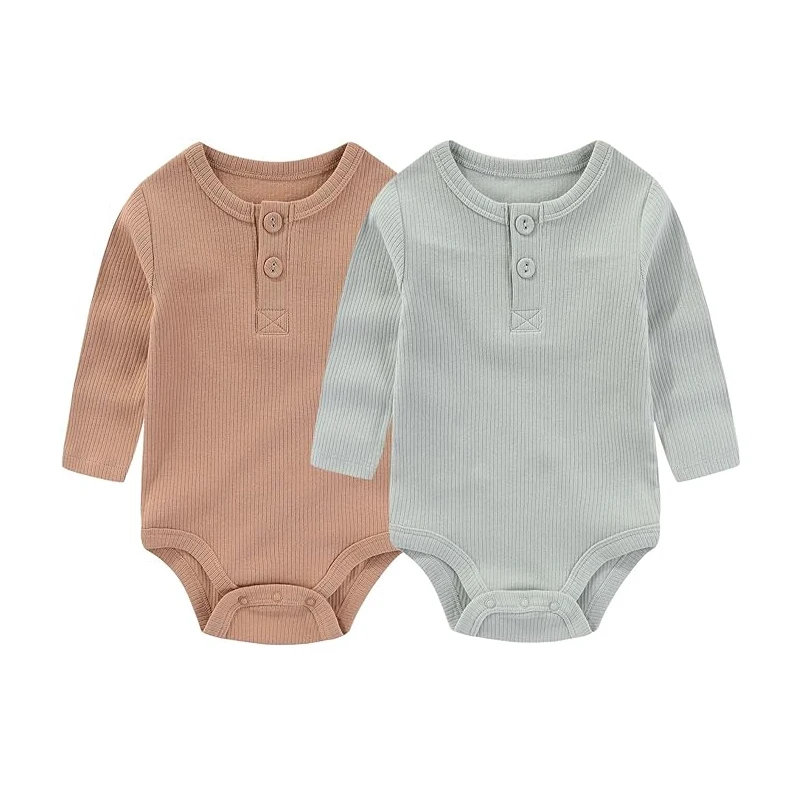 2 pezzi di colore solido tute per neonati vestiti per neonata in cotone neonato modello a coste manica lunga vestiti per neonato 0-24M