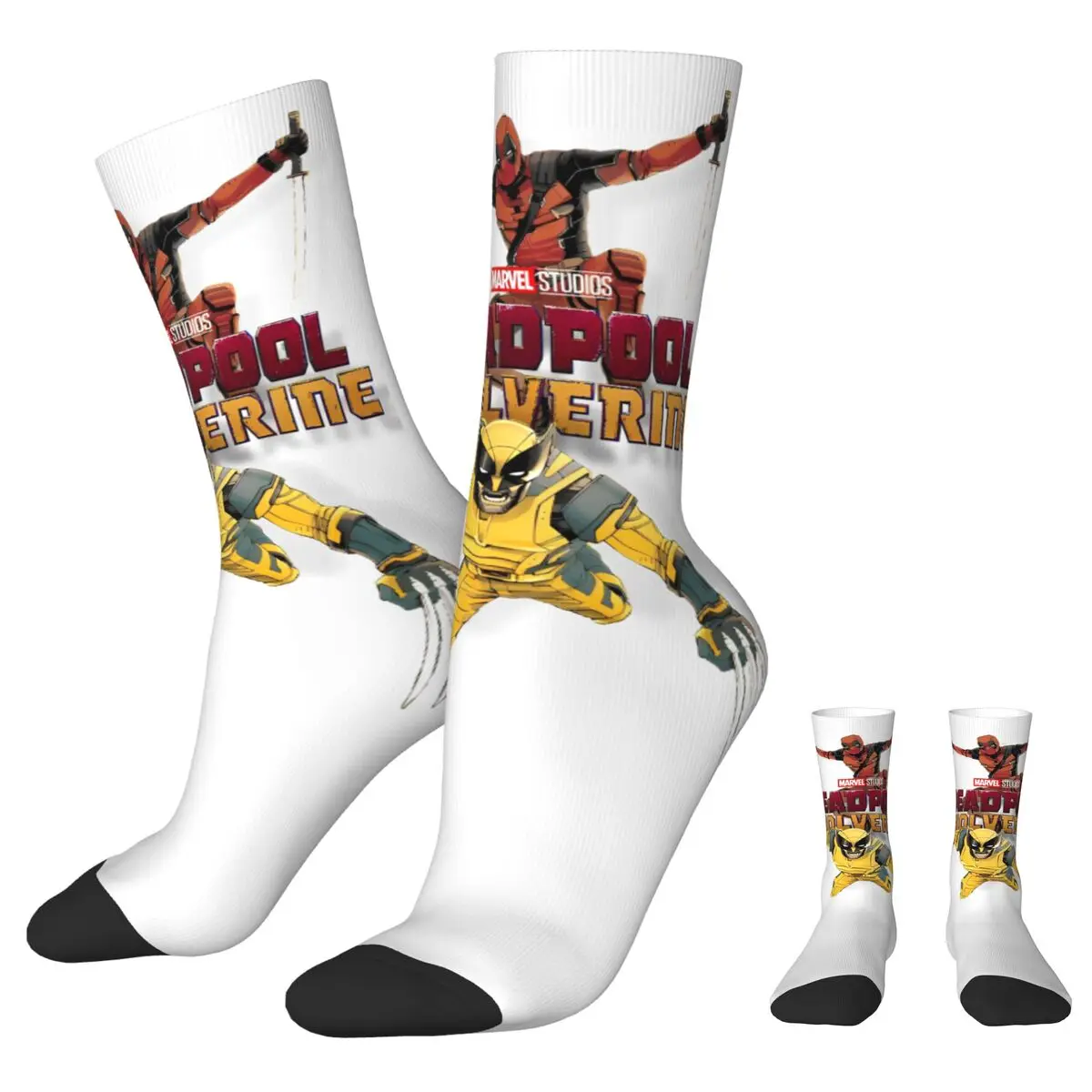 Deadpool & Wolverine Together Socks Men Women Friendship Socks Novelty Spring Autumn Winter Middle Tube Stockings Gift