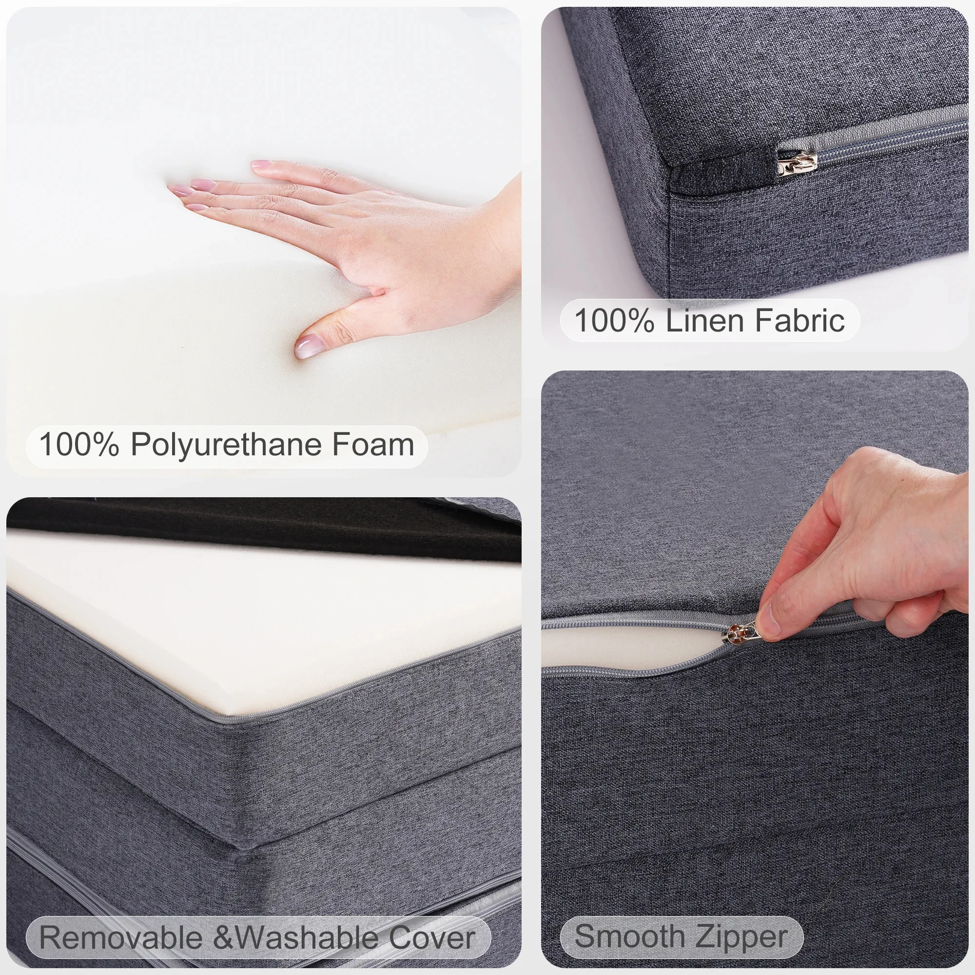 โซฟาเด็ก ROBUD สีเทา แบบโมดูลาร์ โซฟาเด็กเล่น DIY-Style ซักล้างได้ สำหรับห้องเล่น ห้องนอน ห้องเด็กอ่อน