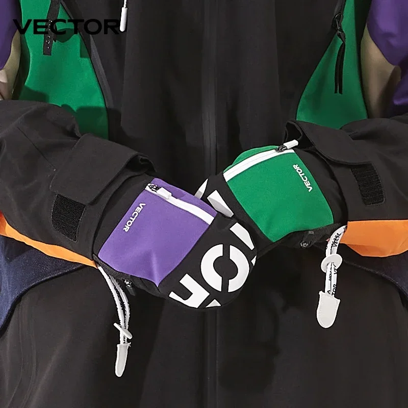 Vector Women Men Outdoor Double Board Snowboard Kevlar Wodoodporne, odporne na zużycie, półodpinane rękawiczki 3M bawełna