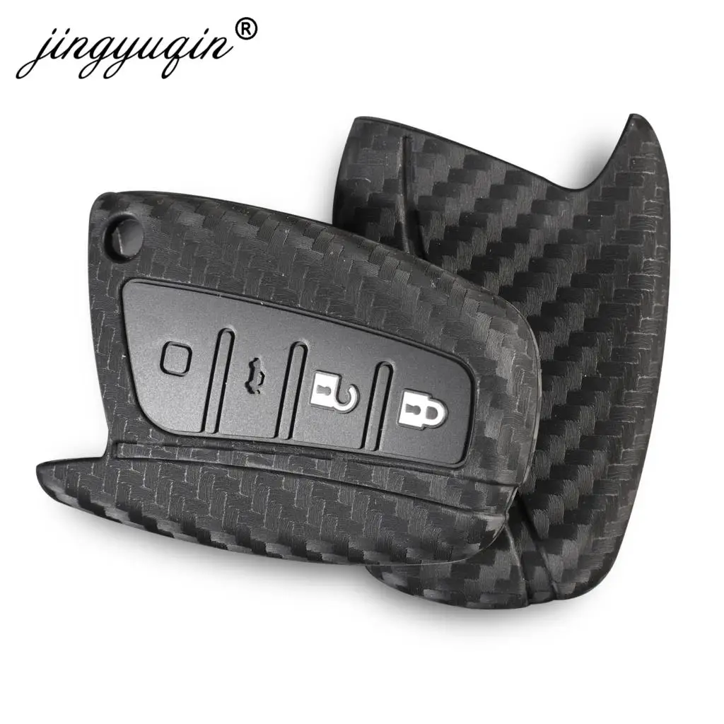 jingyuqin For Hyundai Santa Fe IX35 Grand Car Styling 4 Buttons Auto Key Cover Carbon Silicone Remote Key Case Protection