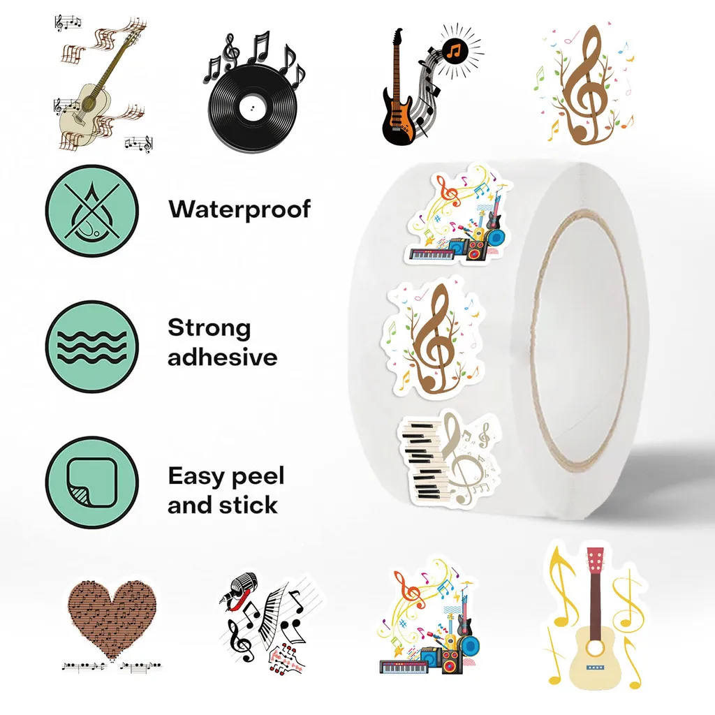 Cartoon Vinyl Record Series Roll Stickers (500 Pcs/Roll) PVC Decor for Handmade Crafts Device Embellishment LanLanStickersWorld