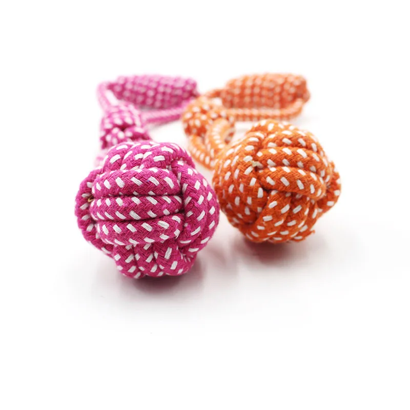 2Pcs Mix Colors Pet toy Dog's hand-held globe Cotton rope woven dog toy ball  Knot toy Teething and dog training supplies