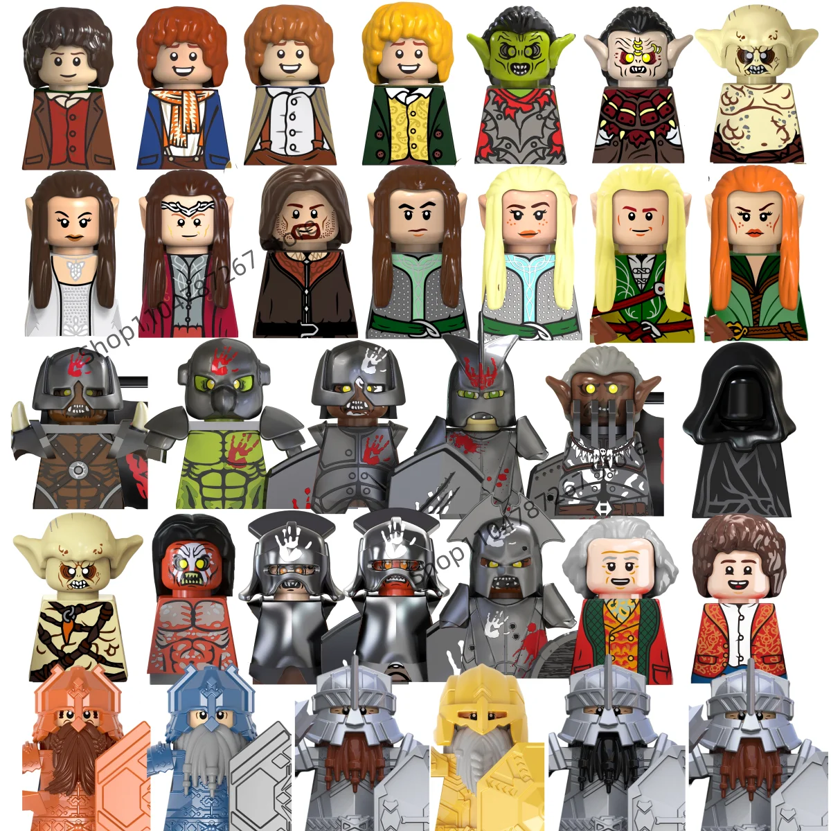 Juguetes de El Señor de los Anillos, modelos de ensamblaje en cuadrados, Rey Brujo, Orcos, Gandalf, mini bloques de construcción para niños, regalos.