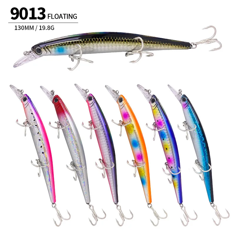 Minnow  bait 130mm/19.8g floating fishing bait sea fishing hard lure fake bait biomimetic lure Bring three hooks