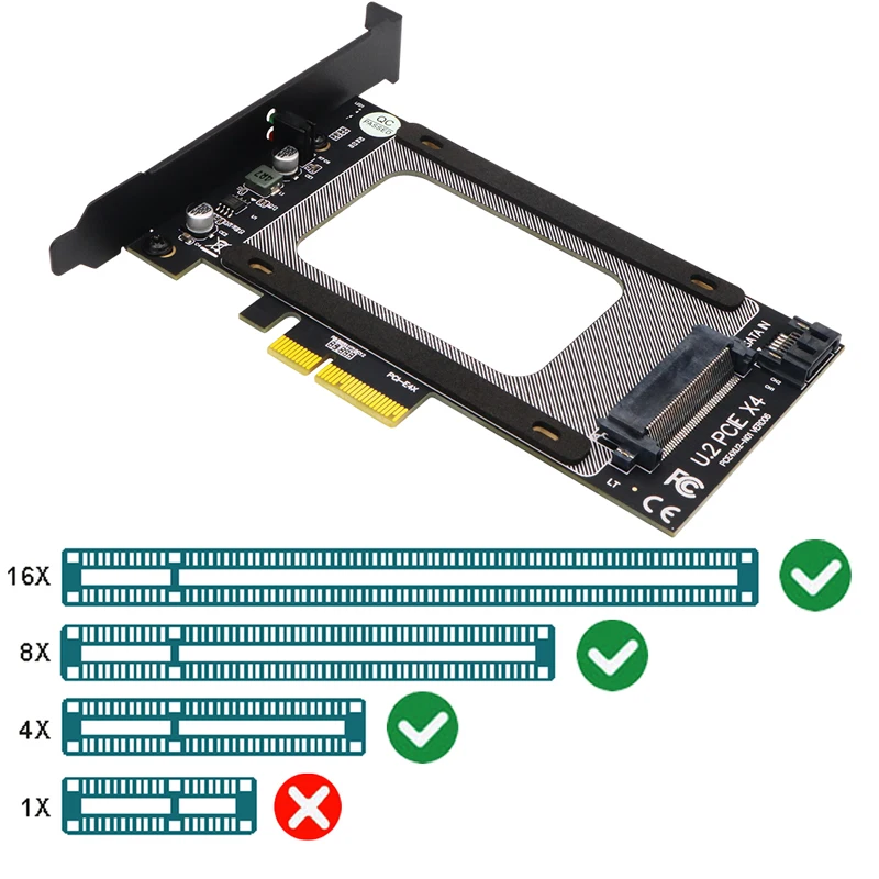 U2 para PCI E Adaptador Riser Cartão PCI Express 3.0 4X U.2 SFF-8639 Adaptador PCIe U.2 SSD para PCI-E Cartão Suporte Intel 2.5 "NVME U2 SSD