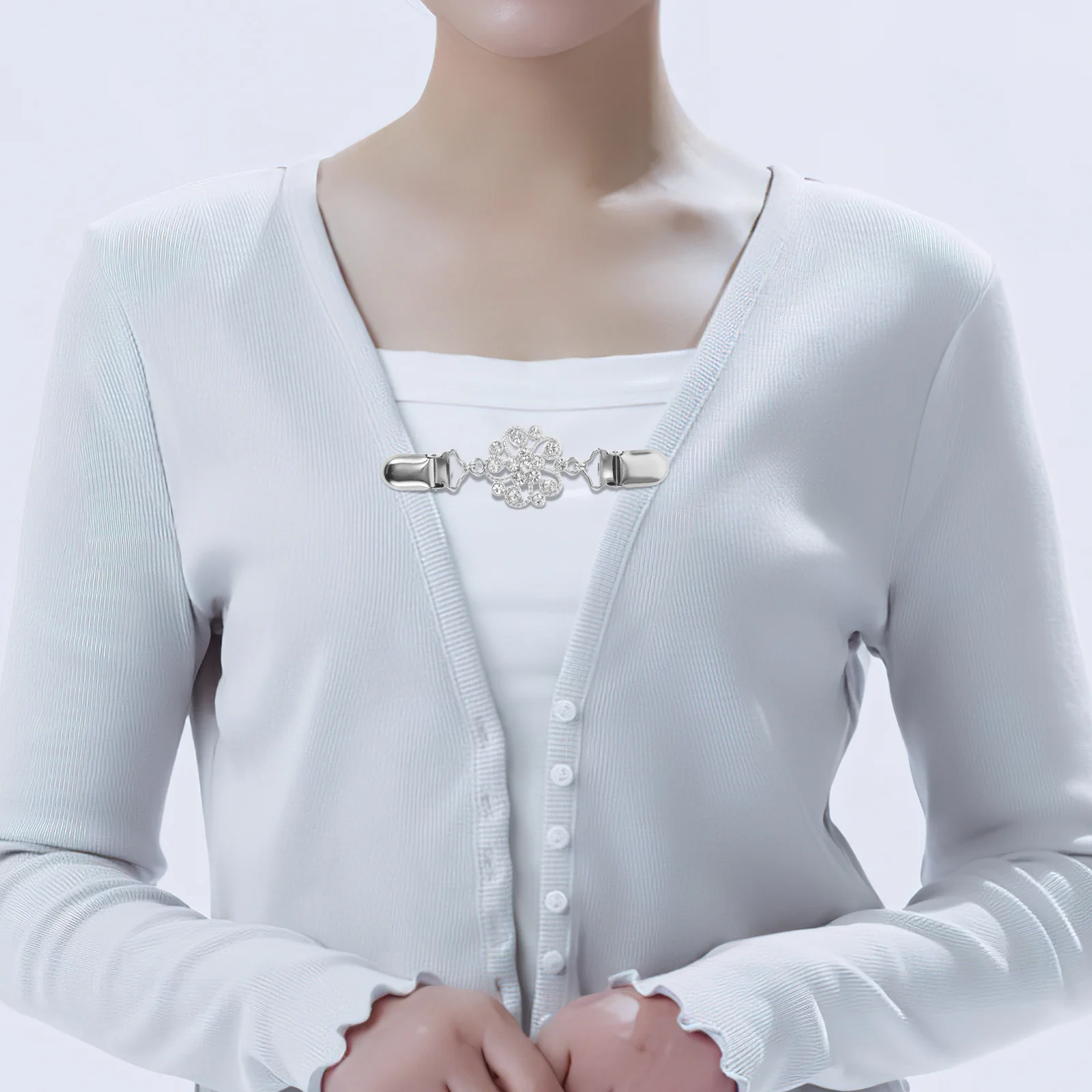 

5Pcs Vintage Sweater Shawl Clips Retro Cardigan Collar Brooch Flower Design Clothing Cinch Clips for Women Stylish Jacket Clip