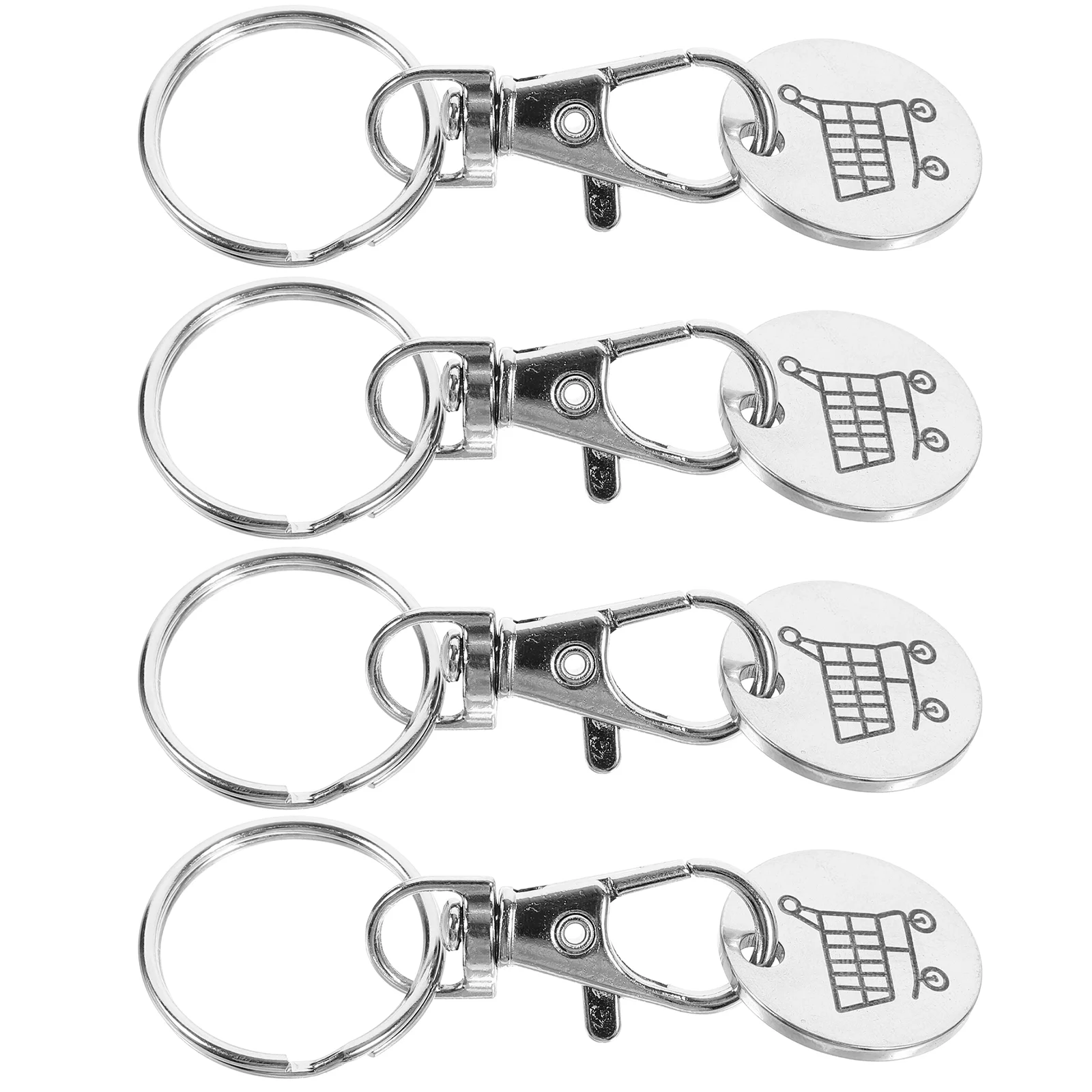 4 Pcs Shopping Cart Tokens Stainless Steel Keychain Simple Design Practical Use Great Gift Portable Trolley Remover Easy