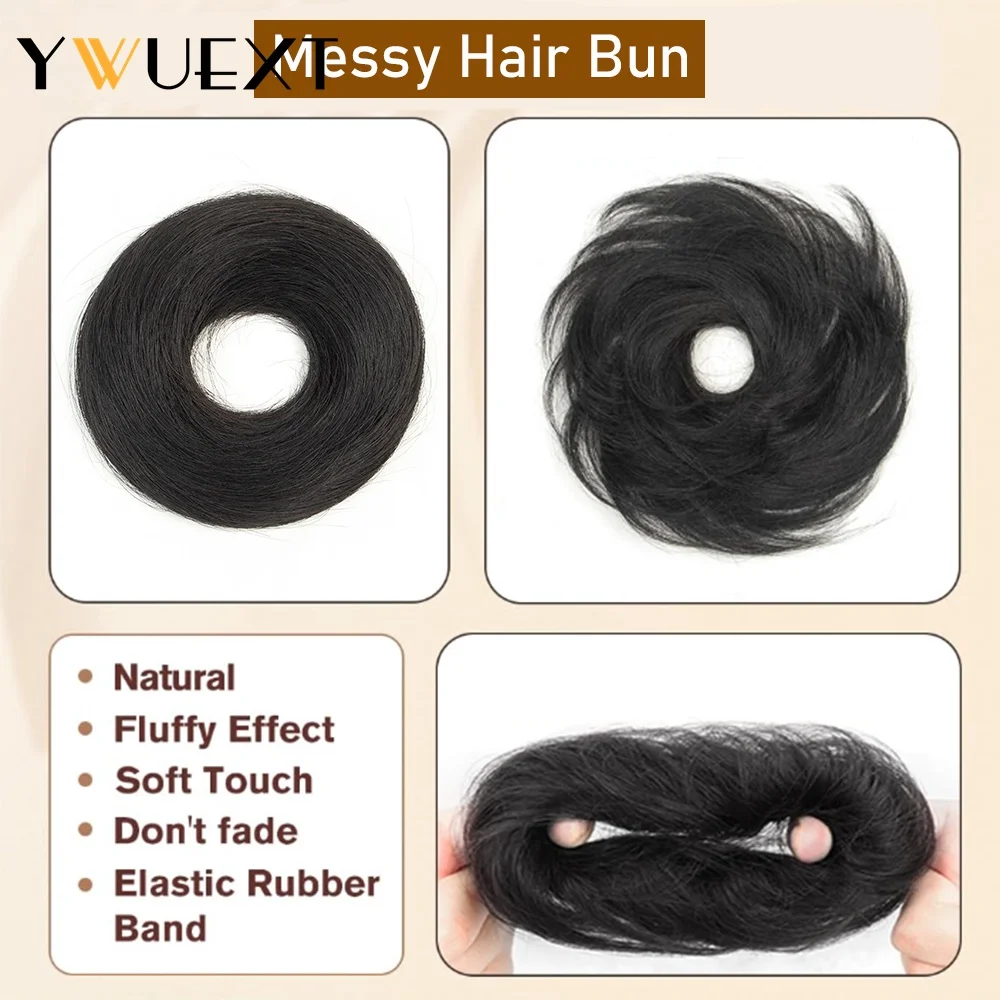 Elegant Drawstring Hair Bun Extensions for Women - 30g Remy Natural Human Hair Chignon Hairpiece, Easy to Wear